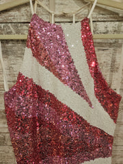 PINK/WHITE SPARKLY SHORT DRESS