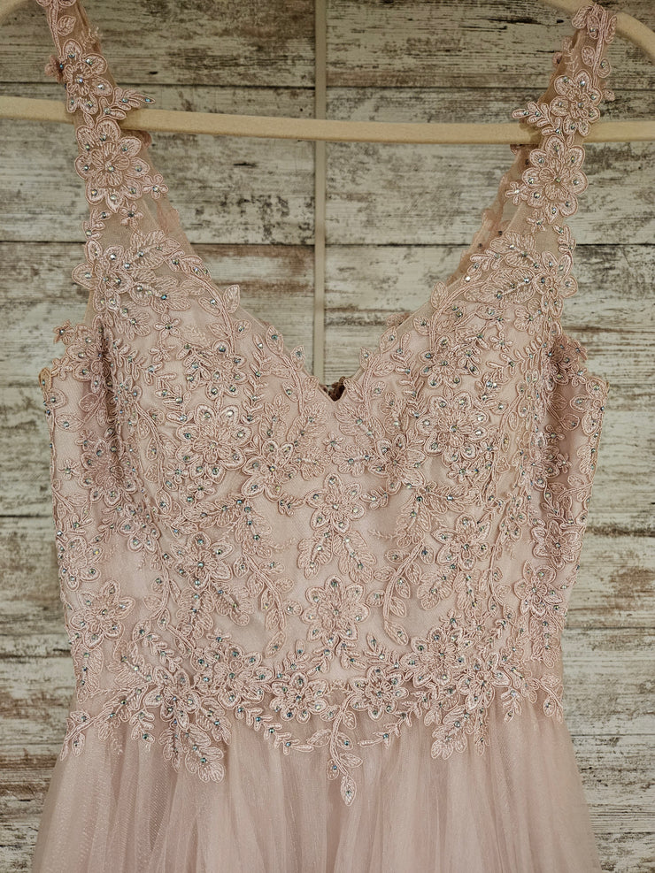 PINK/FLORAL TOP A LINE GOWN