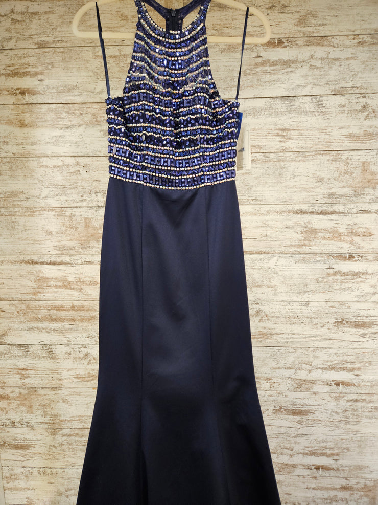 NAVY BEADED MERMAID GOWN (NEW)