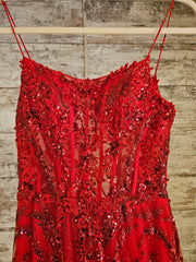RED SPARKLY LONG EVENING GOWN