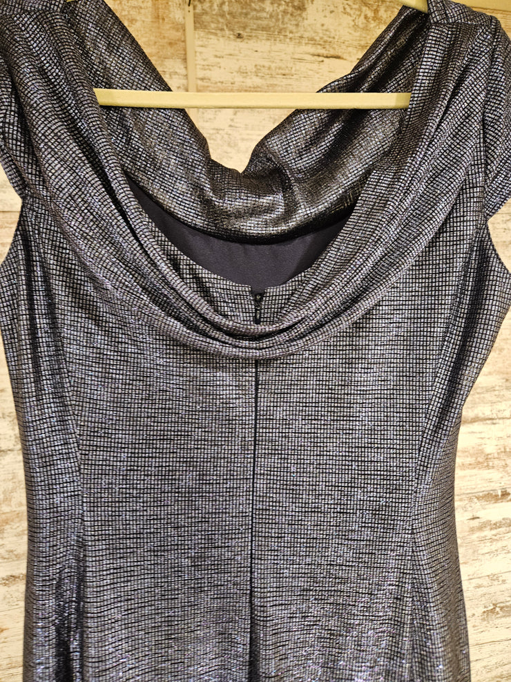 NAVY SPARKLY LONG EVENING GOWN