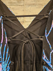 ROYAL BLUE/BLACK SPARKLY LONG