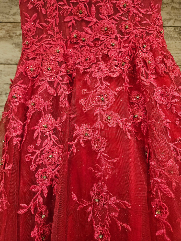 PINK/FLORAL A LINE GOWN