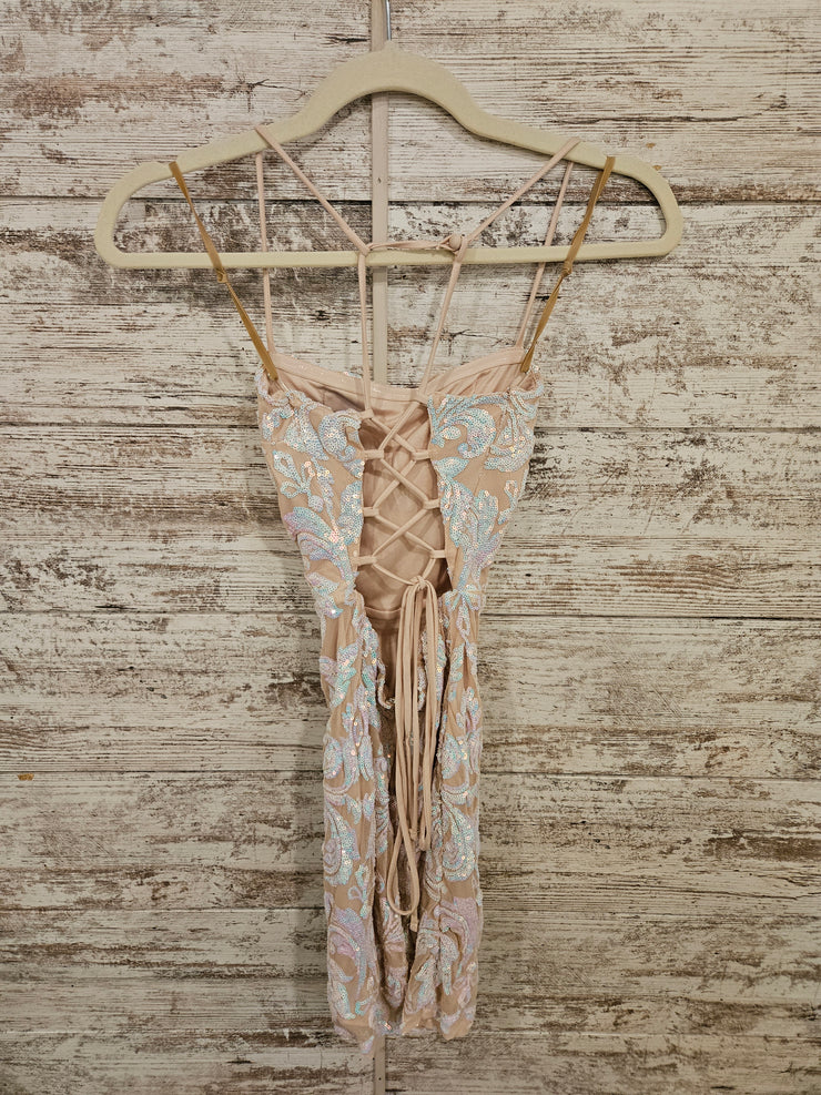 TAN SPARKLY SHORT DRESS