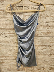 BLUE SATIN SHORT DRESS