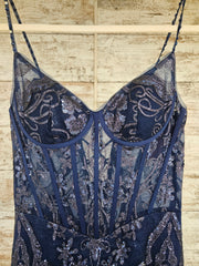 NAVY SPARKLY MERMAID GOWN-NEW