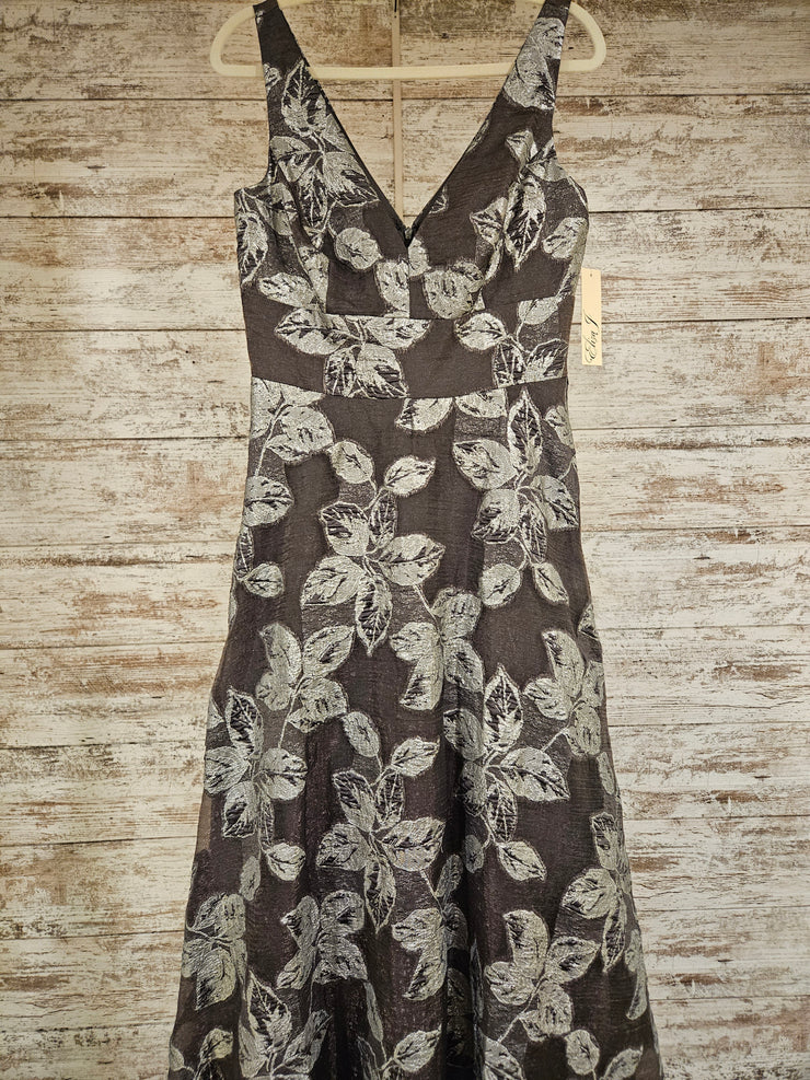 GRAY/FLORAL A LINE GOWN (NEW)
