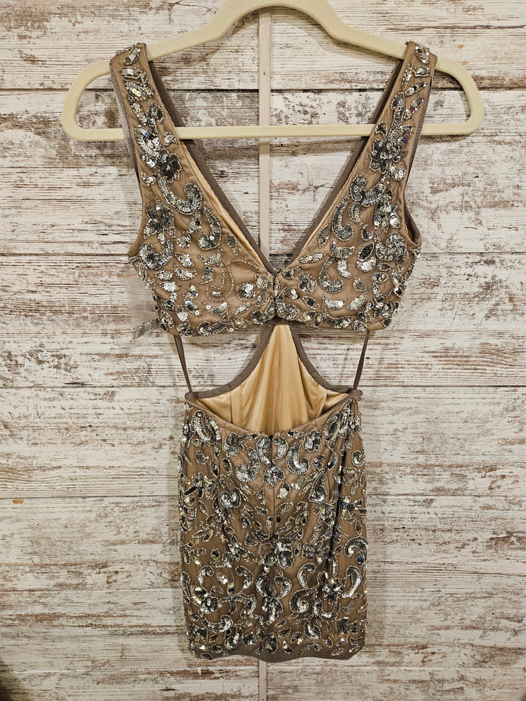 TAN SPARKLY SHORT DRESS