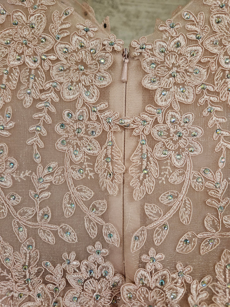 PINK/FLORAL TOP A LINE GOWN