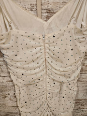 WHITE SPARKLY SHORT DRESS