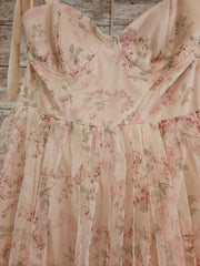 PINK/FLORAL A LINE GOWN (NEW)