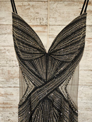 BLACK/SILVER BEADED LONG GOWN