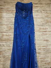 ROYAL BLUE/FLORAL MERMAID GOWN