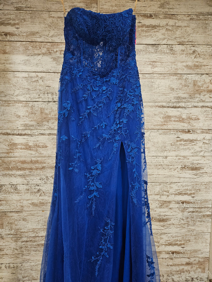 ROYAL BLUE/FLORAL MERMAID GOWN