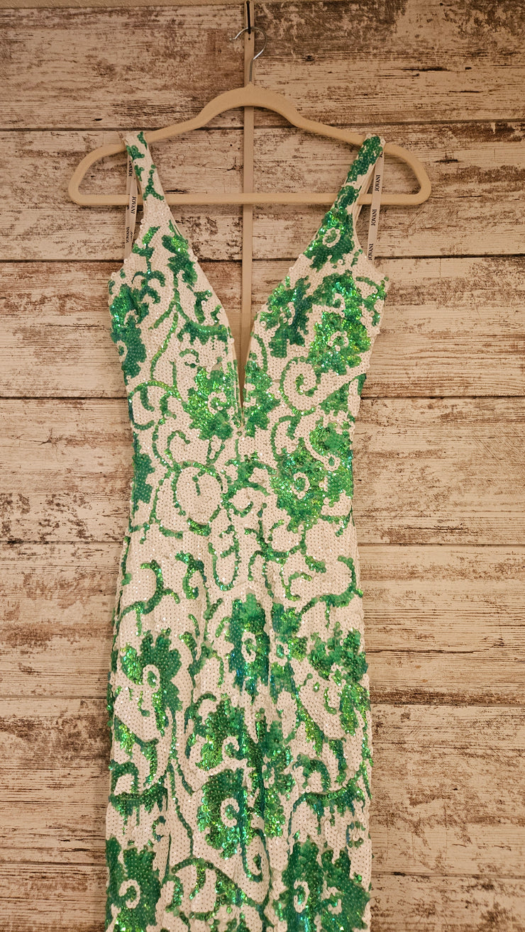 GREEN/WHITE SEQUIN DRESS (NEW)