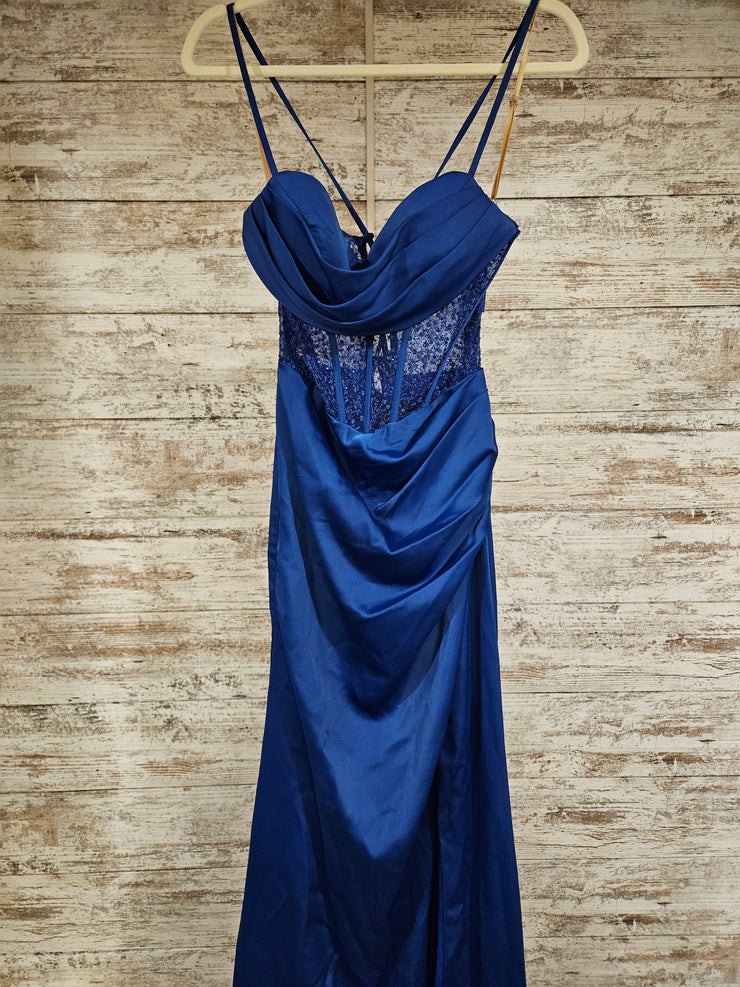 ROYAL BLUE LONG EVENING GOWN