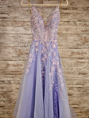 LAVENDER SPARKLY A LINE GOWN