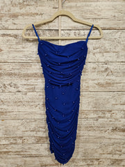 ROYAL BLUE BEADED SHORT DRESS