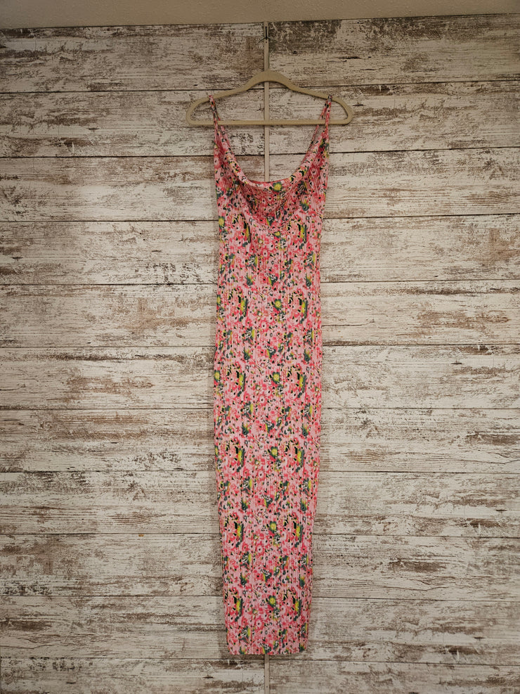 PINK/FLORAL LONG DRESS (NEW)