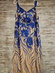 BLUE/GOLD LONG EVENING GOWN