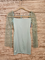 AQUA LONG SLEEVE SHORT DRESS