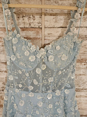 BLUE/FLORAL A LINE GOWN