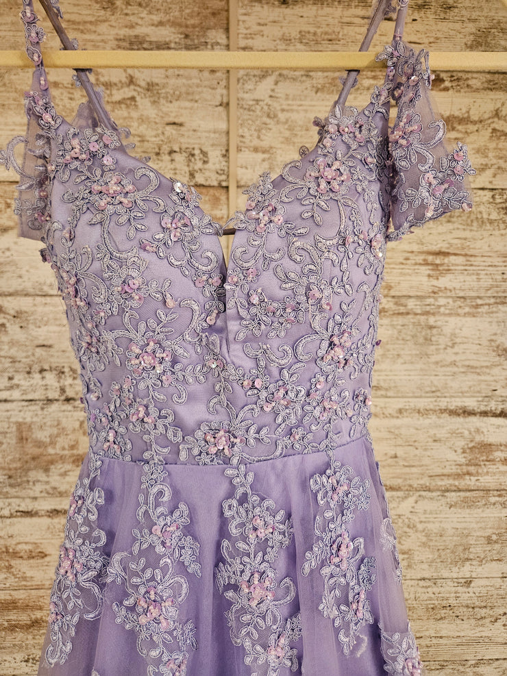 LAVENDER/FLORAL A LINE GOWN