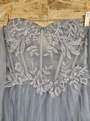 BLUE/FLORAL A LINE GOWN (NEW)