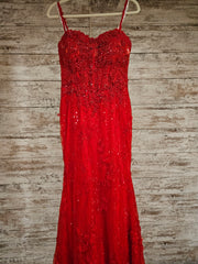 RED/FLORAL LONG EVENING GOWN