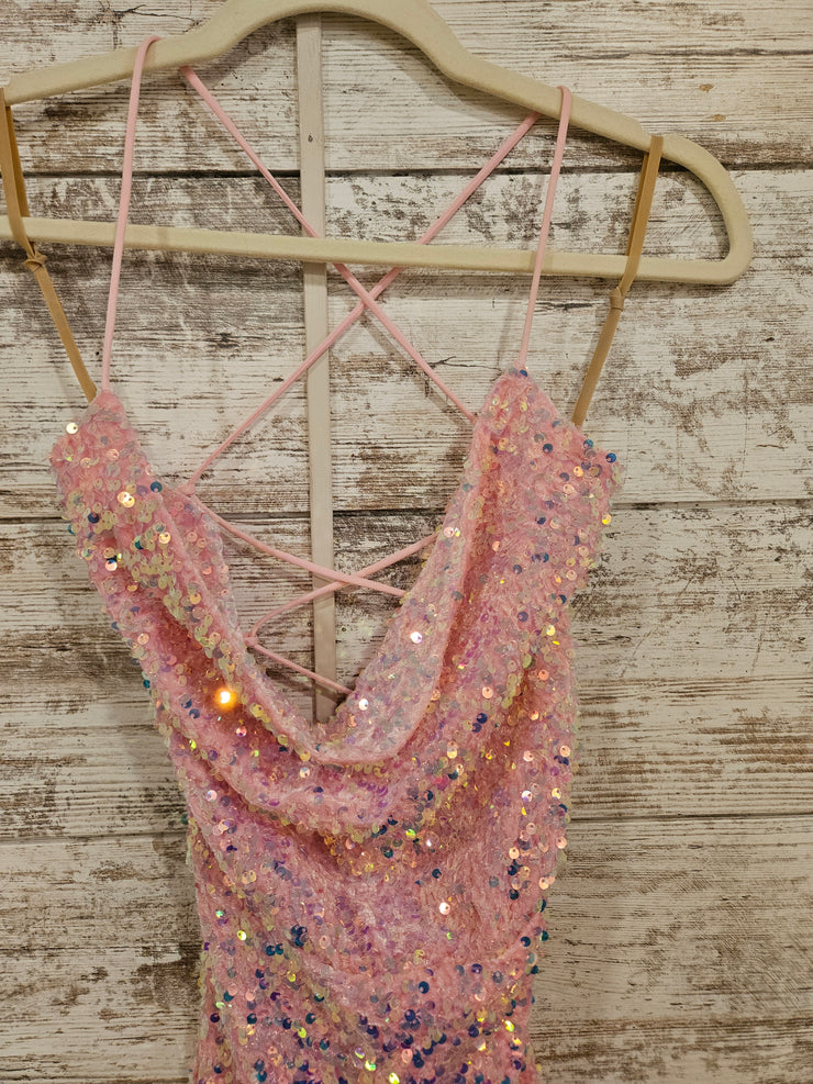 PINK SEQUIN SPARKLY SHORT DRES