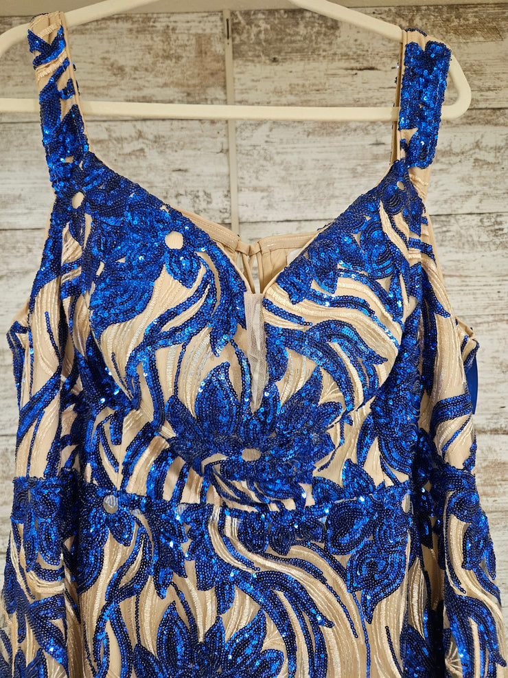 BLUE/GOLD LONG EVENING GOWN