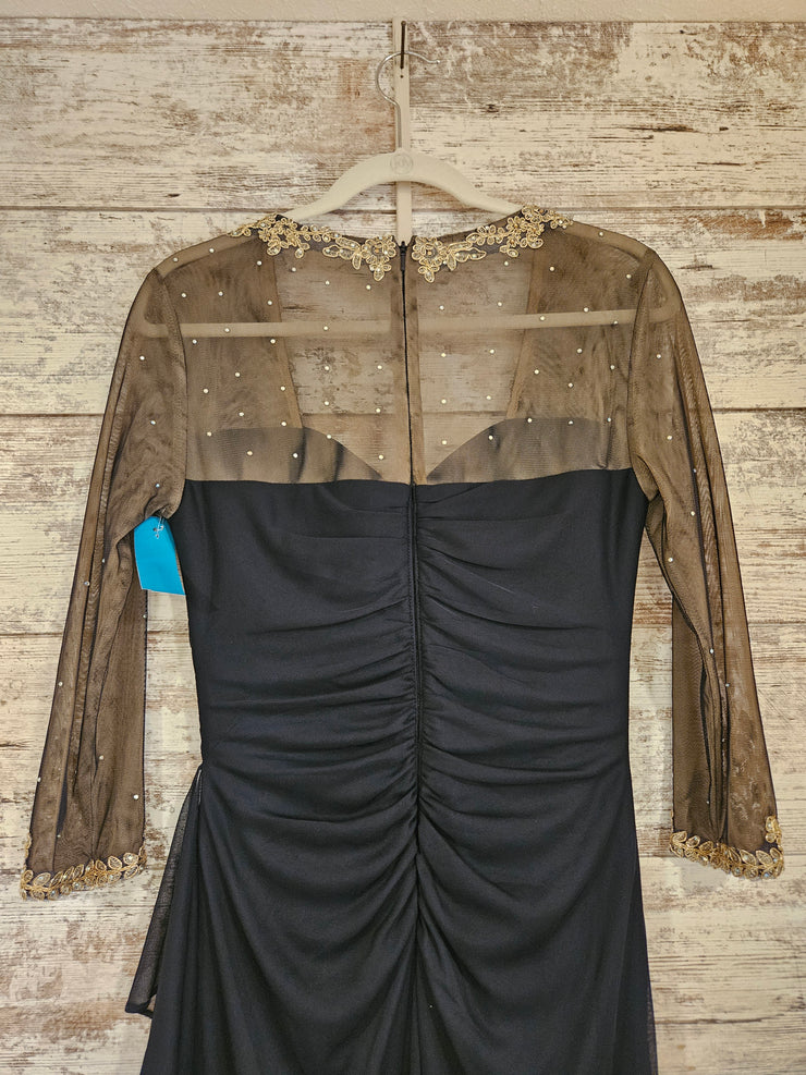 NAVY/GOLD LONG EVENING GOWN