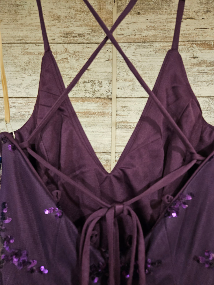 PURPLE SPARKLY LONG DRESS -NEW