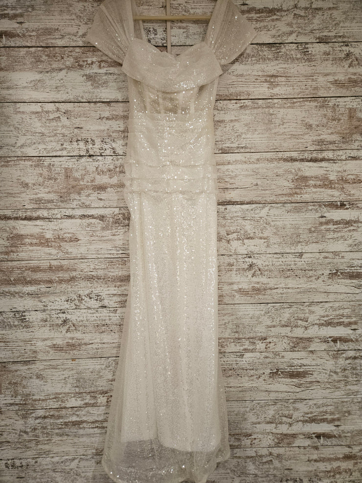 WHITE SPARKLY LONG DRESS (NEW)