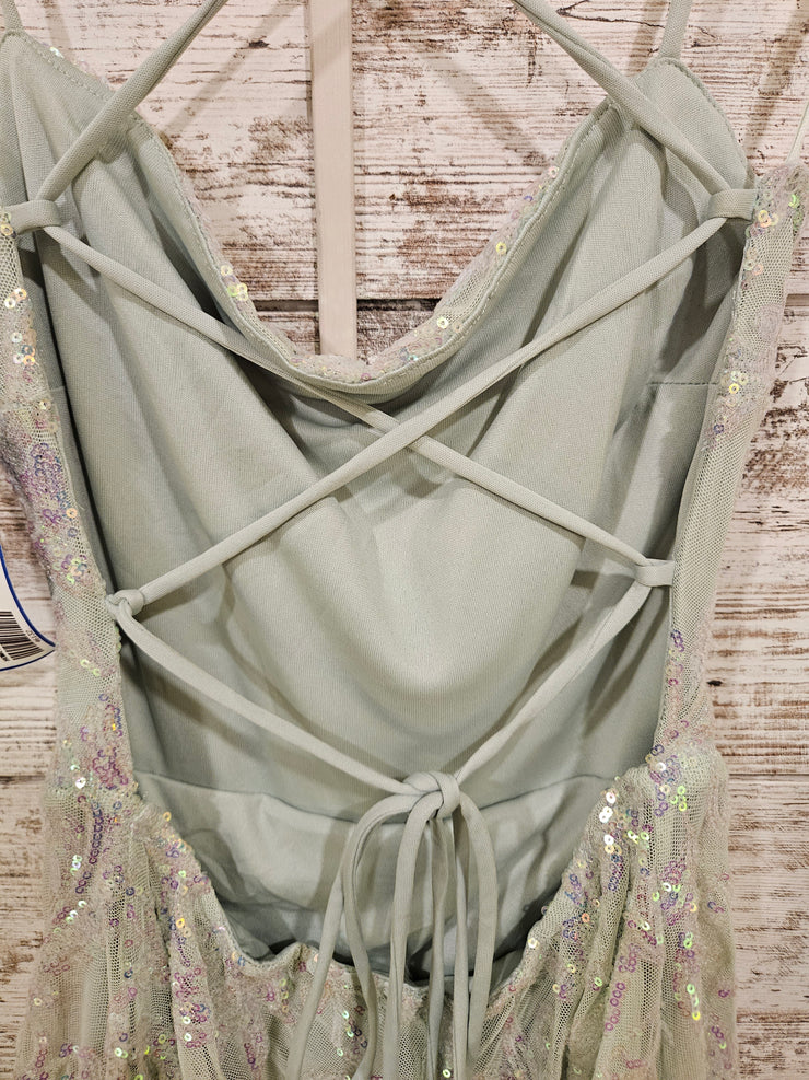 GREEN SPARKLY SHORT DRESS