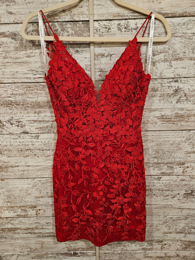 RED LACE SHORT DRESS