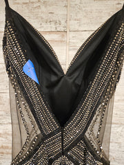 BLACK/SILVER BEADED LONG GOWN