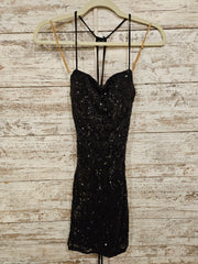 BLACK SPARKLY SHORT DRESS