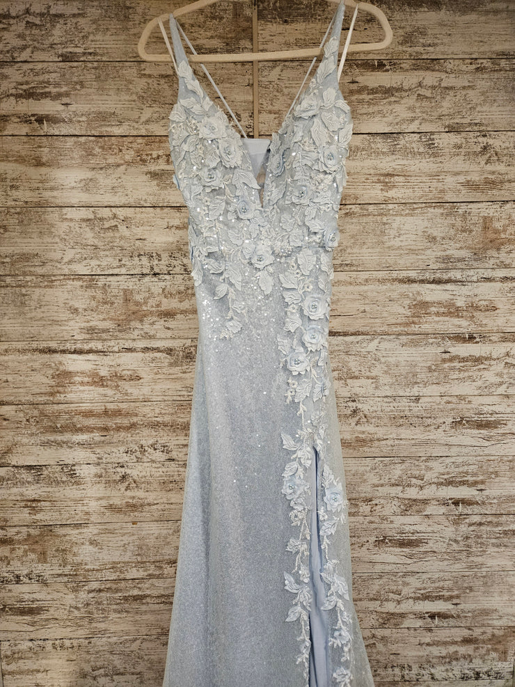 BLUE/FLORAL SPARKLY LONG DRESS