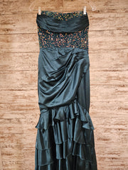 TEAL RUFFLED MERMAID GOWN