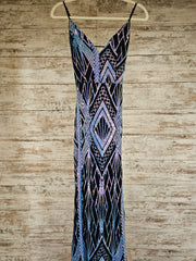 ROYAL BLUE/BLACK SPARKLY LONG