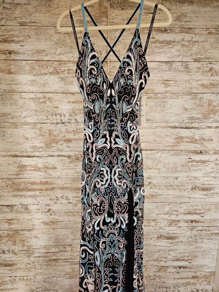 BLACK/MULTI BEADED DRESS (NEW)