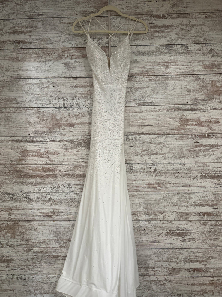 WHITE BEADED LONG DRESS