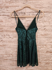 GREEN SEQUIN SHORT DRESS