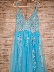 BLUE/FLORAL A LINE GOWN (NEW)