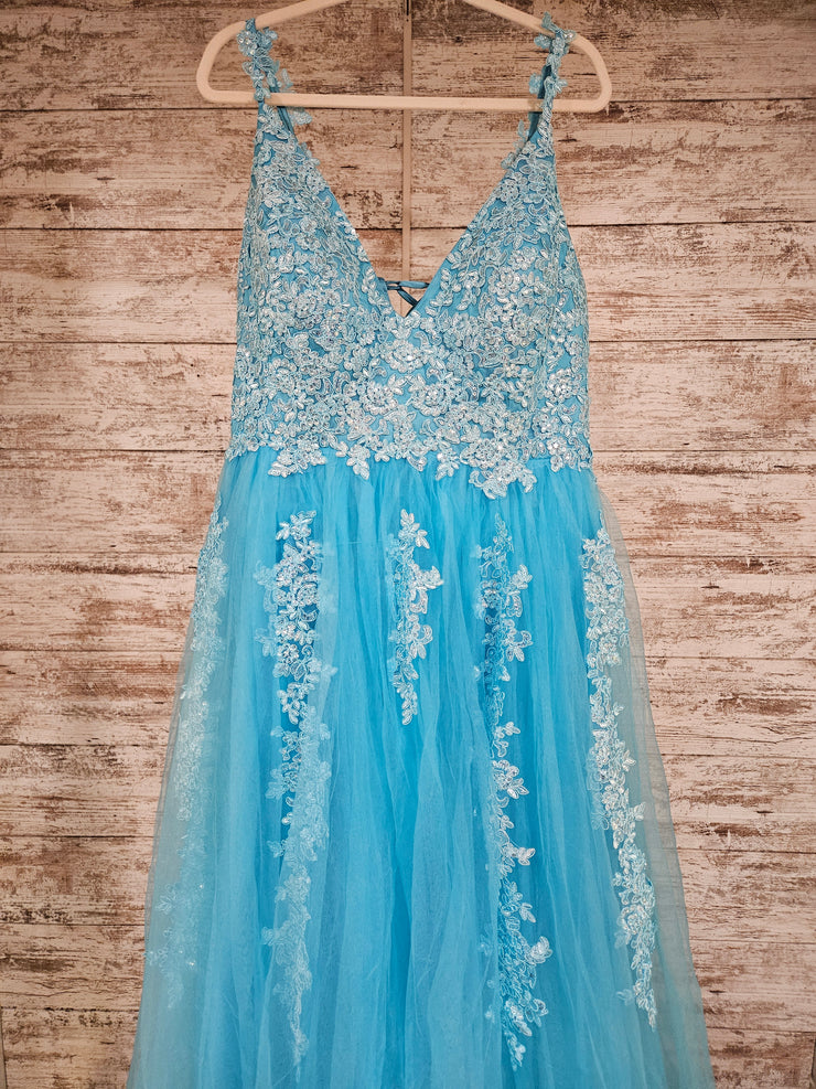 BLUE/FLORAL A LINE GOWN (NEW)