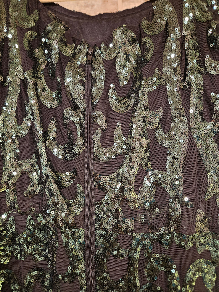 GREEN SEQUIN LONG DRESS