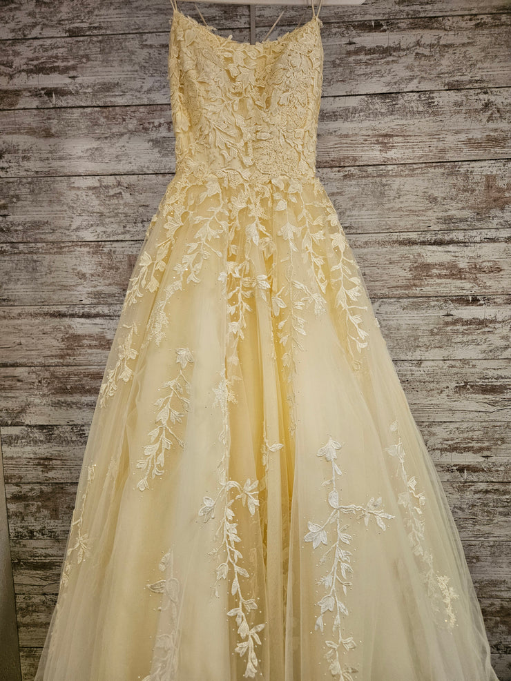 YELLOW/FLORAL A LINE GOWN