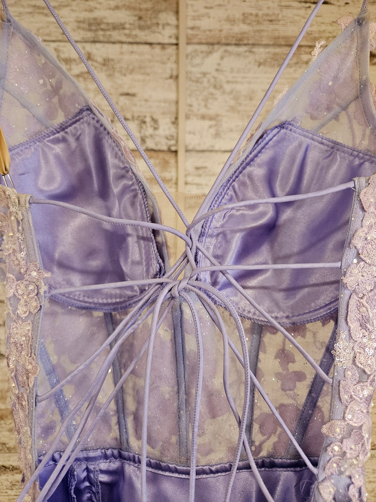 LAVENDER SPARKLY A LINE GOWN