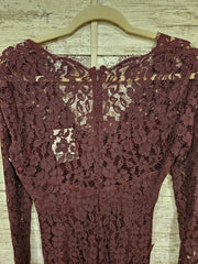 BURGUNDY LACE SHORT DRESS-NEW